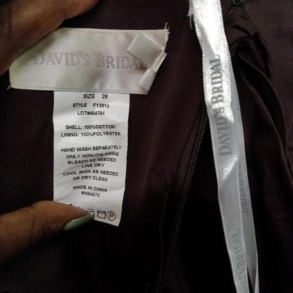 David's Bridal 2Pc Strapless Halter Dress & Wrap Brown Bridesmaid Size 26/50 - Picture 6 of 13